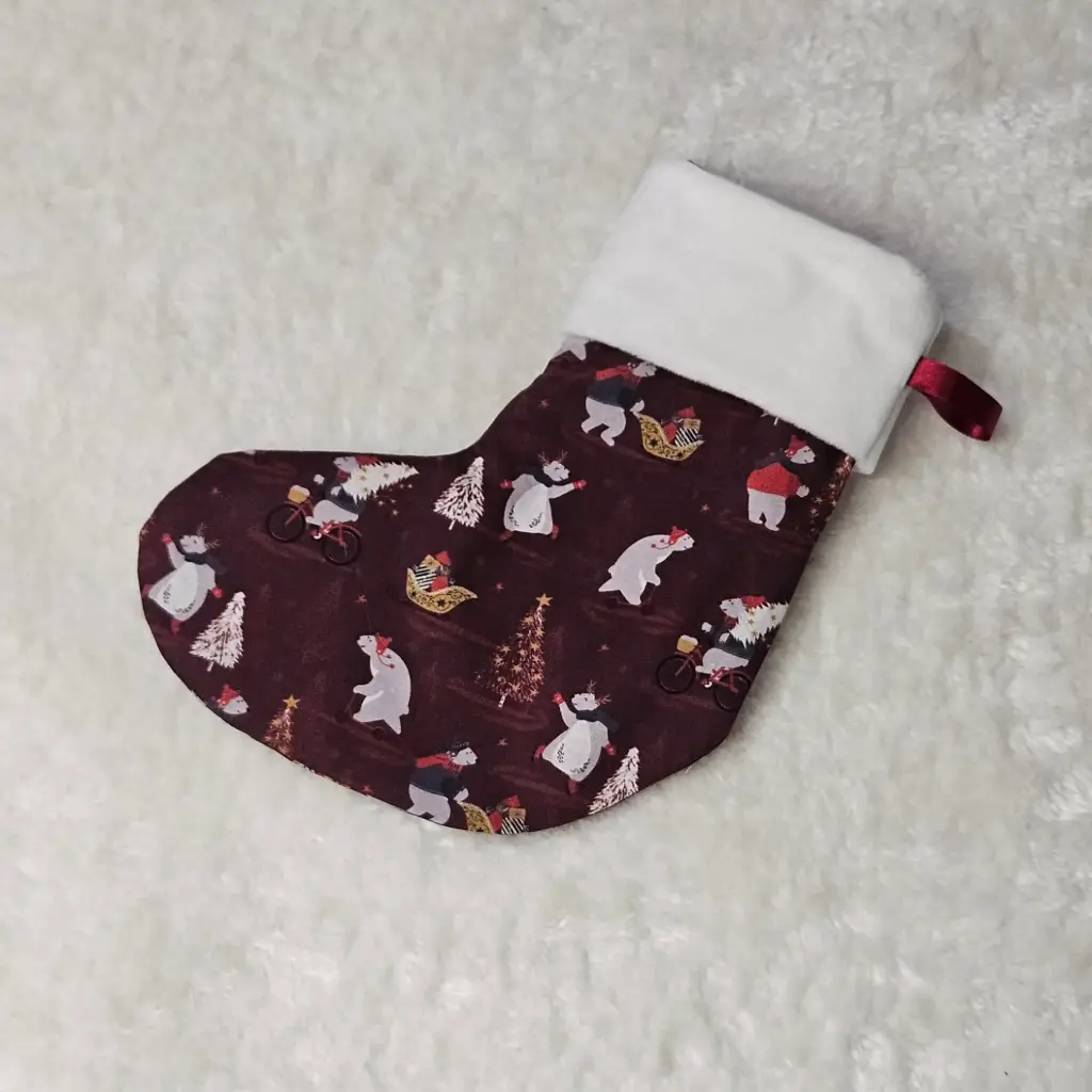 Chaussette de Noël🎄- fond bordeaux