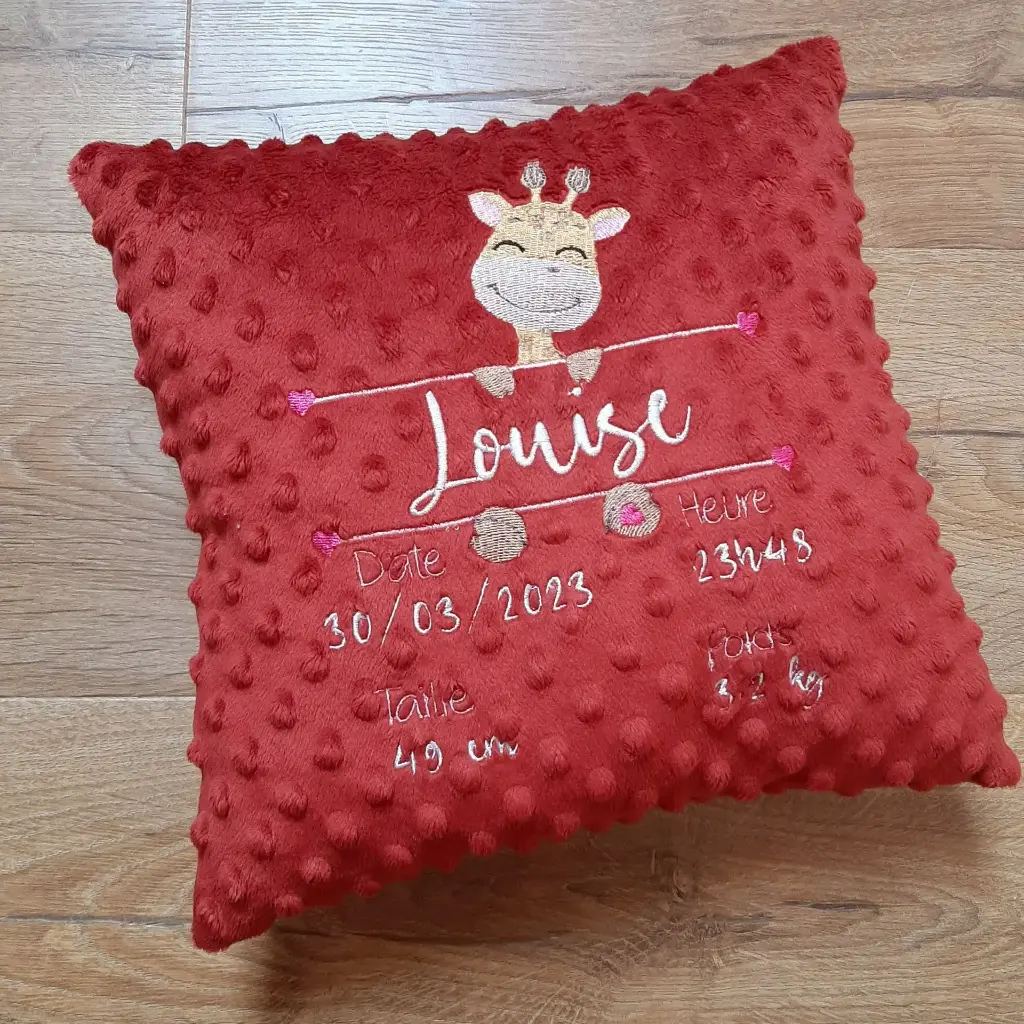 Coussin de naissance personnalisé (Carré (30x30 cm), blanc, Ane)